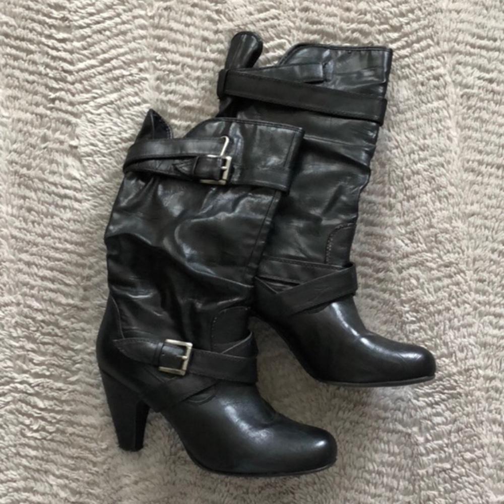 White Mountain Black Mid-Calf Boots